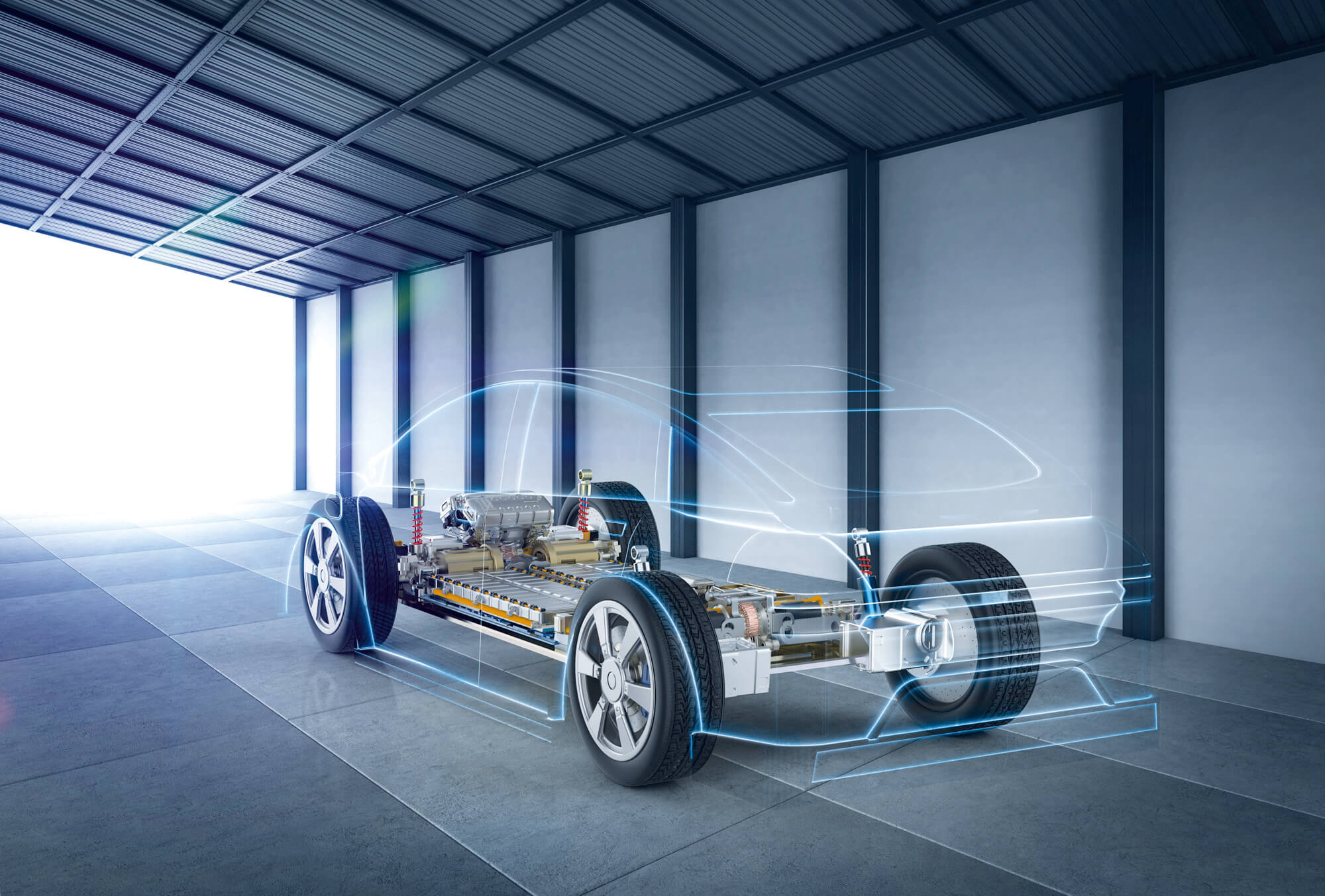 Digital blueprint of a car
